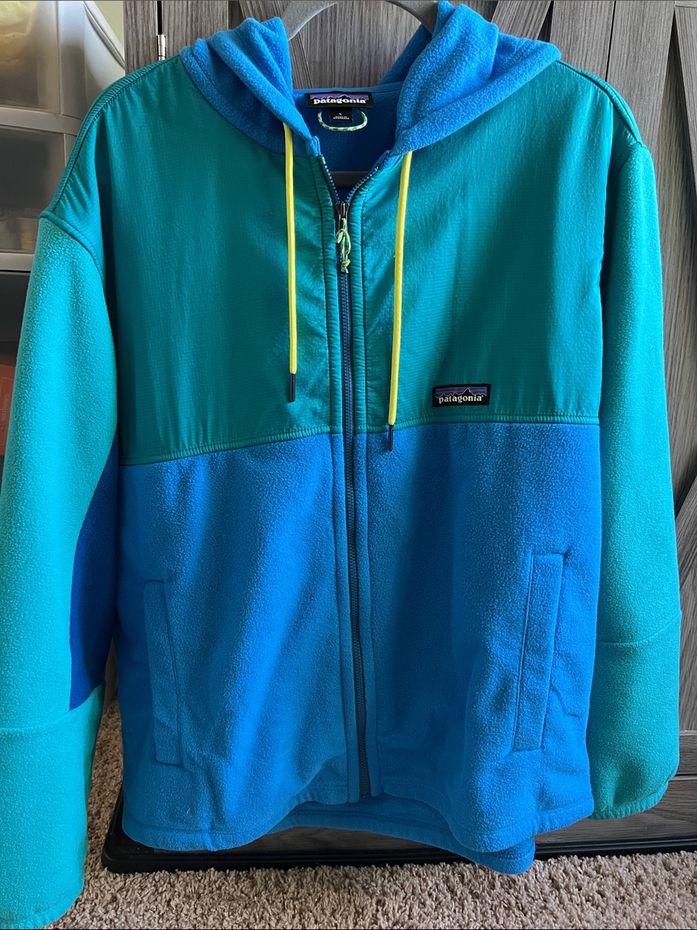 New Patagonia Blue Zipup Fleece Hoodie